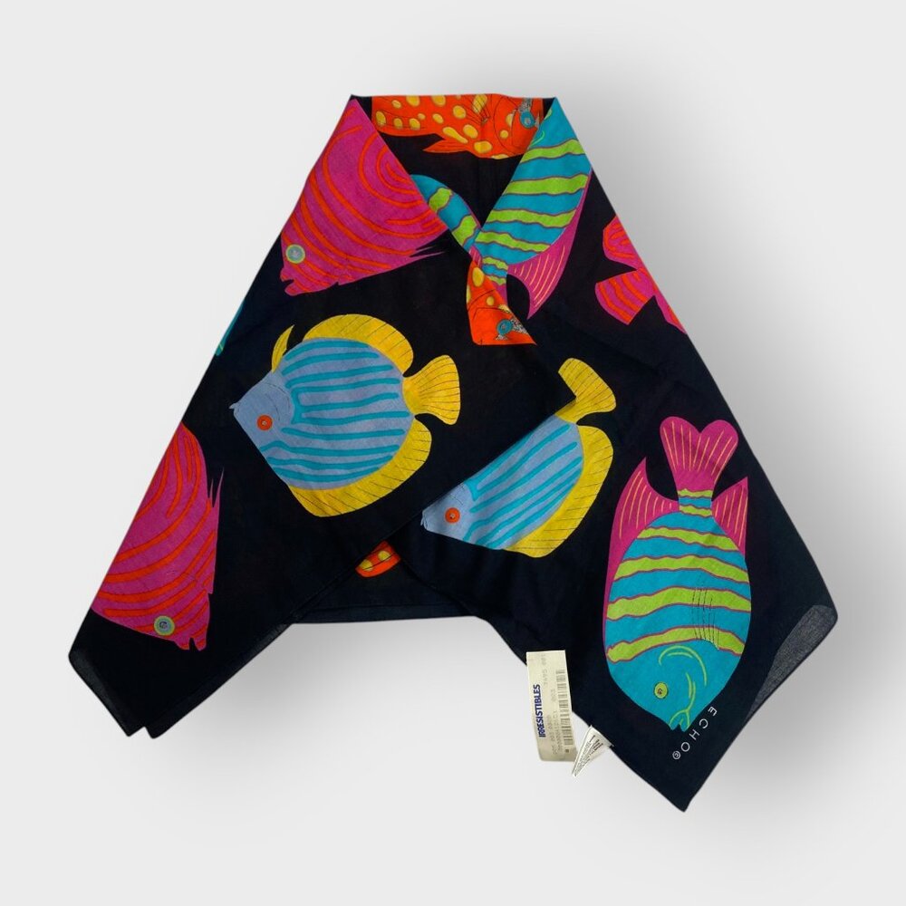 NEW | Vintage Echo Tropical Fish Scarf | Cotton | Made in Italy